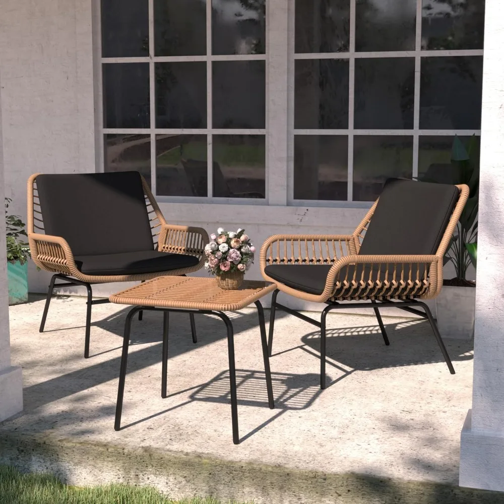 3-piece outdoor conversation set - rattan chairs and coffee table, all-weather terrace furniture, 300 pound capacity
3-piece outdoor conversation set - rattan chairs and coffee table, all-weather terrace furniture, 300 pound capacity