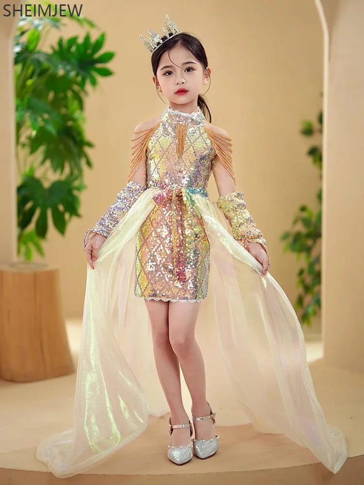 Children's Stage Catwalk Golden Costume Girl Model Role Play Fashion Dance One-piece Stage Piano Performance Dress Formal Gown
Children's Stage Catwalk Golden Costume Girl Model Role Play Fashion Dance One-piece Stage Piano Performance Dress Formal Gown