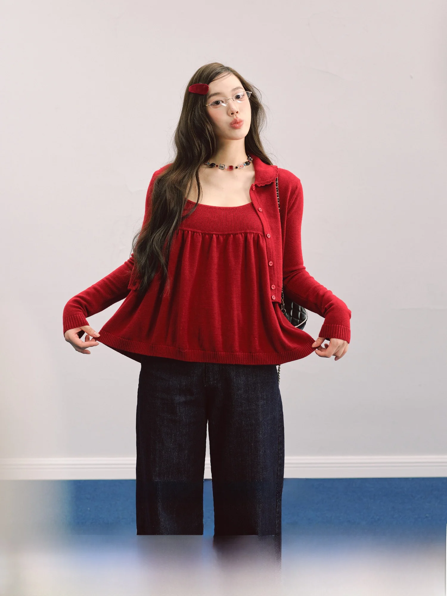 La Lune Du Ciel Korean Style Short Knitted Cardigan Doll Collar New Year Sweet Top for Women Winter Fashion Commute
La Lune Du Ciel Korean Style Short Knitted Cardigan Doll Collar New Year Sweet Top for Women Winter Fashion Commute
