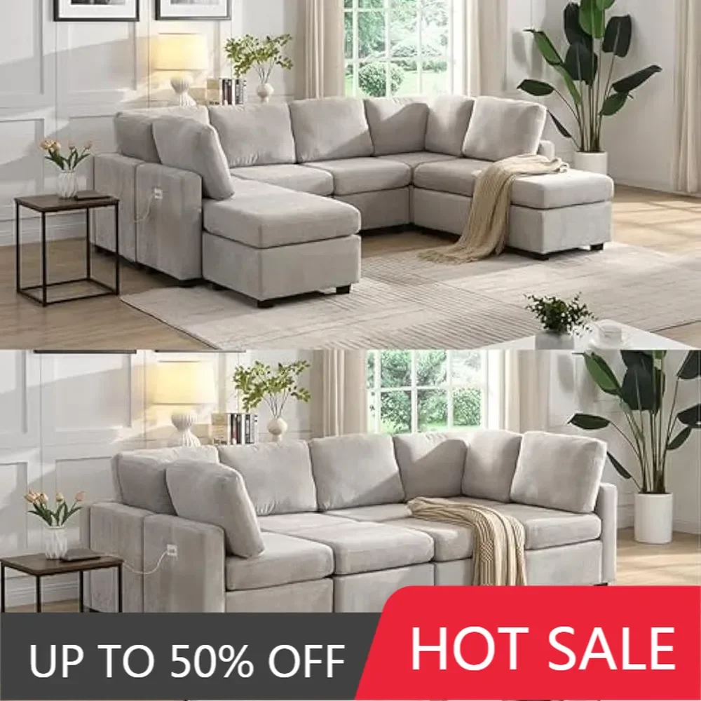 Modular Sectional Sofa Couch 8 Seater Combined Sofa&Couch Convertible ,3 USB Ports and 8Pillows for Living Room Furniture Sets
Modular Sectional Sofa Couch 8 Seater Combined Sofa&Couch Convertible ,3 USB Ports and 8Pillows for Living Room Furniture Sets