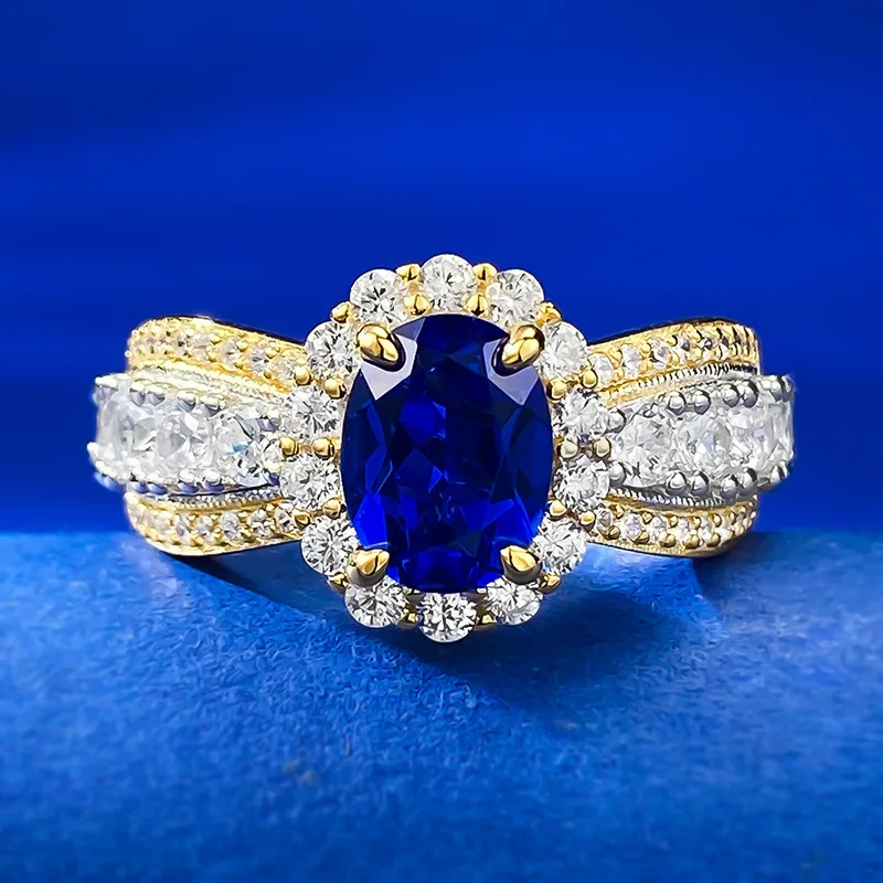 New 925 Silver French Lace Edge Simulation Sapphire 6*8mm Wedding Ring Fashion Romantic
New 925 Silver French Lace Edge Simulation Sapphire 6*8mm Wedding Ring Fashion Romantic