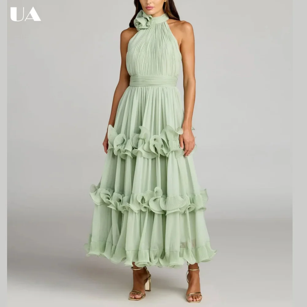 ULBYANRY Fashionable Tiered Ruffle Sleeveless Prom Dress for Woman Romantic 3D Flower Evening Dress Customized Solid Party Dress
ULBYANRY Fashionable Tiered Ruffle Sleeveless Prom Dress for Woman Romantic 3D Flower Evening Dress Customized Solid Party Dress