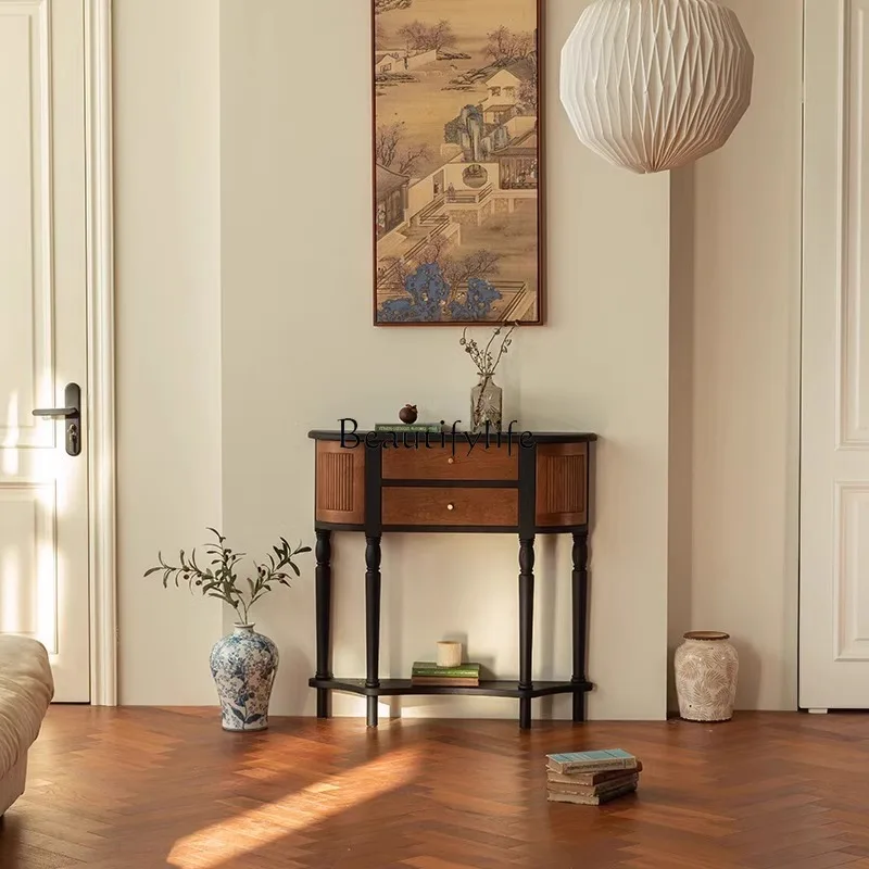 French retro solid wood dining side cabinet, simple living room against the wall, integrated side cabinet, ancient style
French retro solid wood dining side cabinet, simple living room against the wall, integrated side cabinet, ancient style