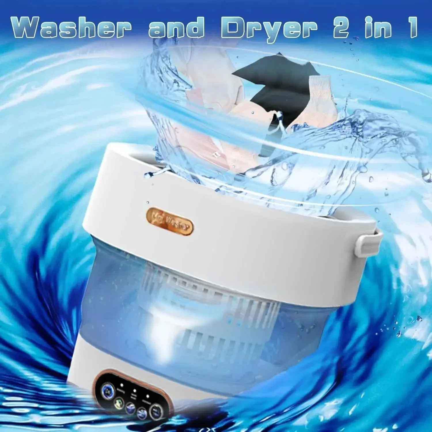 Collapsible Washing Machine with Dryer, Portable Mini Washer for Travel & Apartments, Compact Design for Underwear & Socks
Collapsible Washing Machine with Dryer, Portable Mini Washer for Travel & Apartments, Compact Design for Underwear & Socks