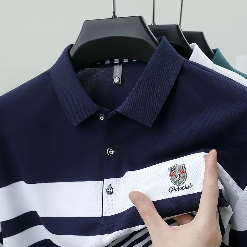 Designer Brand Men's Polo Shirt Lapel T-Shirt Summer New Stripe Badge Embroid Short Sleeve High-End Business Casual Menswear Top
Designer Brand Men's Polo Shirt Lapel T-Shirt Summer New Stripe Badge Embroid Short Sleeve High-End Business Casual Menswear Top