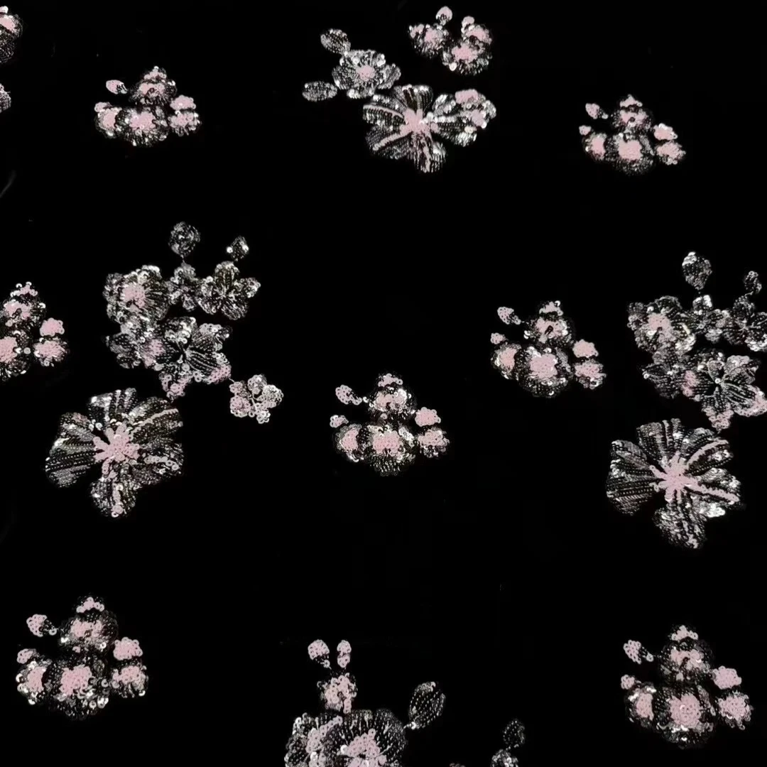 135CM Wide Pink Sequins Black Silk Velvet Fabric by Meter for DIY Sewing Dress Jacket Pants for Spring Autumn Winter R1715
135CM Wide Pink Sequins Black Silk Velvet Fabric by Meter for DIY Sewing Dress Jacket Pants for Spring Autumn Winter R1715