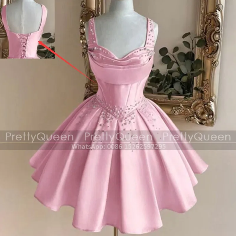 Luxury Beaded Short Bridesmaid Dresses Puffy A Line Spaghetti Straps Customized Corset Back Mini Wedding Party Dress
Luxury Beaded Short Bridesmaid Dresses Puffy A Line Spaghetti Straps Customized Corset Back Mini Wedding Party Dress