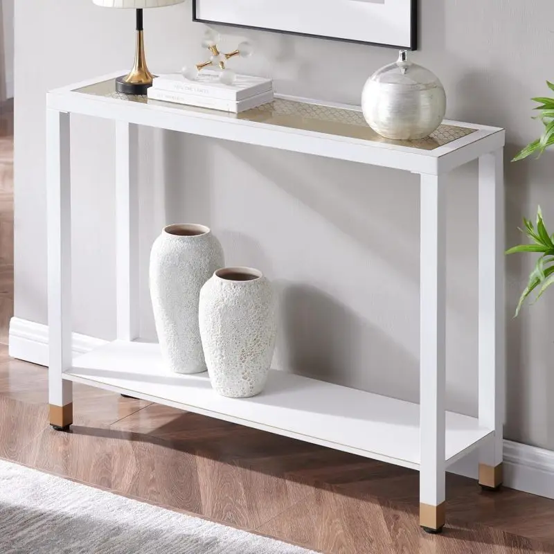 Glass Entryway Table, 2-Tier Entry Way Console Entrance Table, 41"L Narrow Sofa Table with Shelves, Ideal for Hallway, Entryw
Glass Entryway Table, 2-Tier Entry Way Console Entrance Table, 41"L Narrow Sofa Table with Shelves, Ideal for Hallway, Entryw