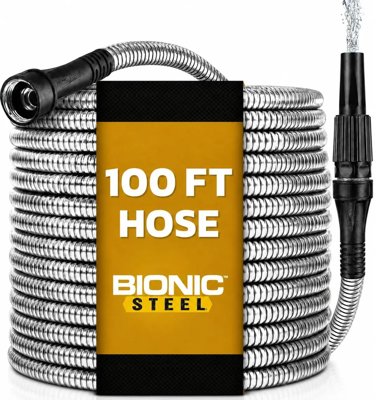 100 ft Metal Garden Hose with Sprayer Nozzle, Non Kinking Stainless Steel Heavy Duty Water Hose 5/8 in, Flexible for
100 ft Metal Garden Hose with Sprayer Nozzle, Non Kinking Stainless Steel Heavy Duty Water Hose 5/8 in, Flexible for