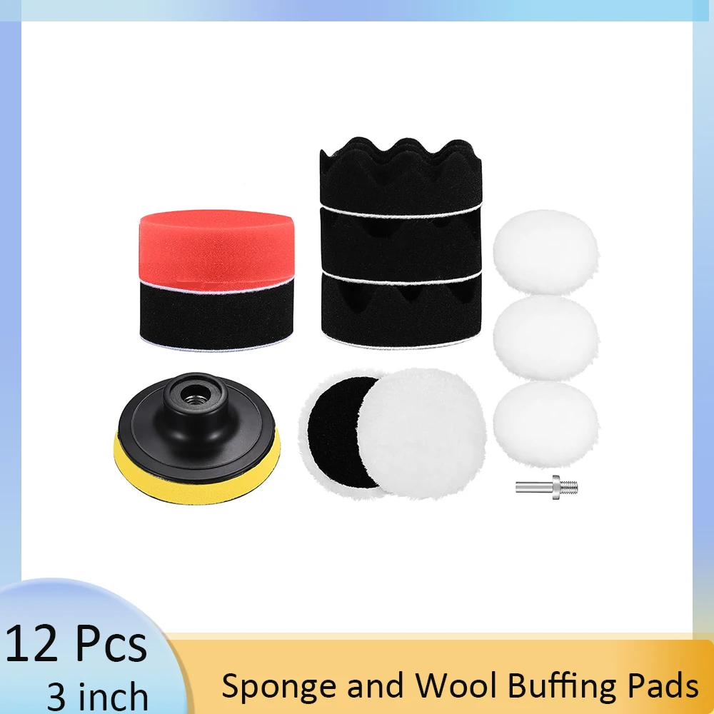 12Pcs 3 Inch Car Foam Polishing Pads for Drill, Sponge and Wool Buffing Pads Attachment Kit, for Car Polishing, Waxing, Cleaning
12Pcs 3 Inch Car Foam Polishing Pads for Drill, Sponge and Wool Buffing Pads Attachment Kit, for Car Polishing, Waxing, Cleaning