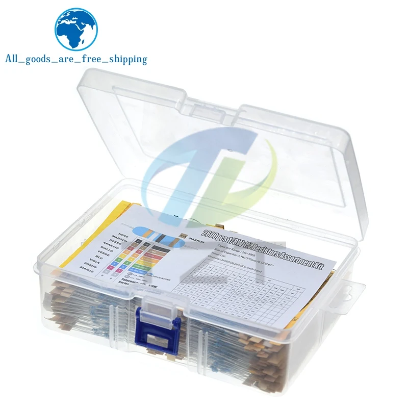 2600Pcs 130 Values 1/8W 0.125W 1% Metal Film Resistors Assorted Pack Set Resistors Assortment Kits Fixed Capacitors
2600Pcs 130 Values 1/8W 0.125W 1% Metal Film Resistors Assorted Pack Set Resistors Assortment Kits Fixed Capacitors