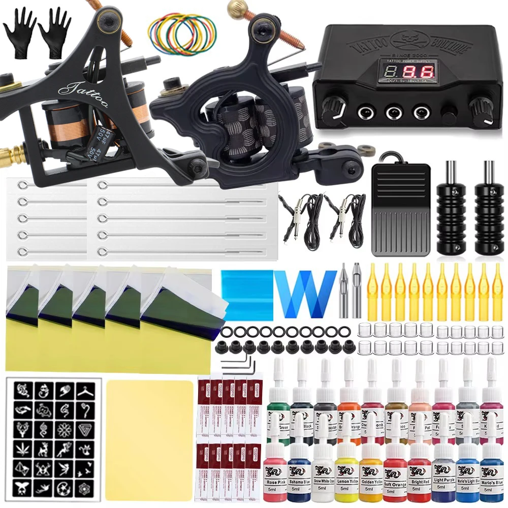 Complete Coils Tattoo Machine Kit 10Coils Tattoo Machine with Power Supply Needles Ink Accessories Set for Tattoo Beginner Kit
Complete Coils Tattoo Machine Kit 10Coils Tattoo Machine with Power Supply Needles Ink Accessories Set for Tattoo Beginner Kit