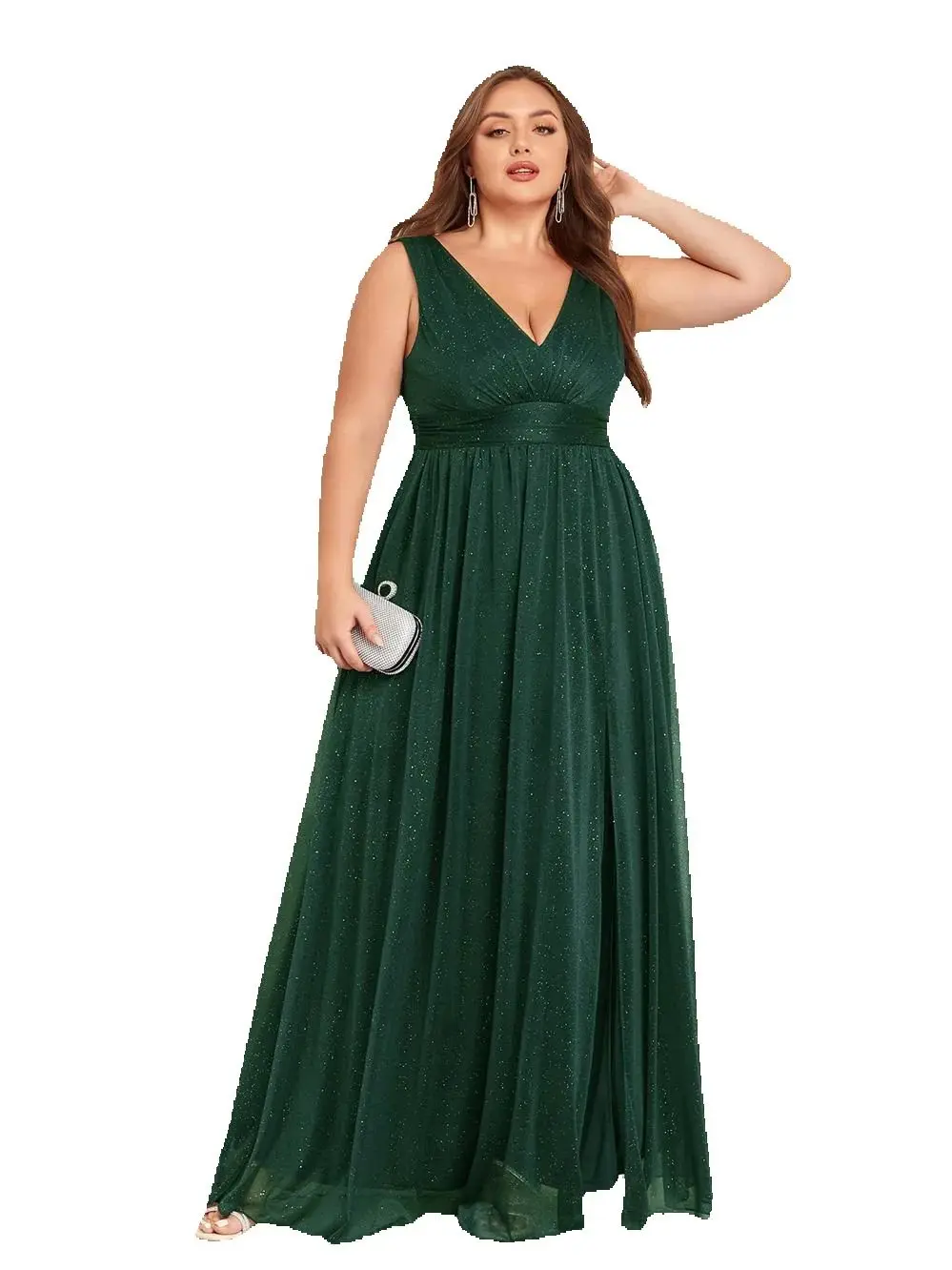 Sexy Double V-neck High Split Chiffon Long Plus Size Formal Evening Dress 
Sexy Double V-neck High Split Chiffon Long Plus Size Formal Evening Dress