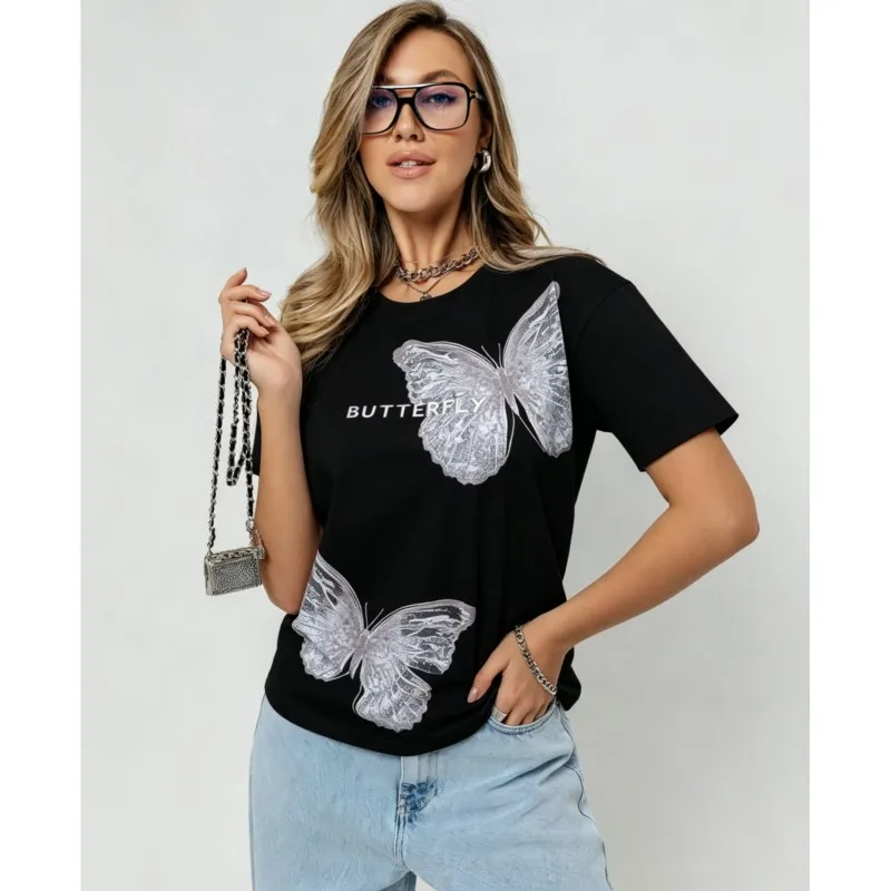 Women's T-shirts Print Butterfly Cheap Cotton Summer Women's Tops Office Home Daily Life Simple Woman's Clothes
Women's T-shirts Print Butterfly Cheap Cotton Summer Women's Tops Office Home Daily Life Simple Woman's Clothes