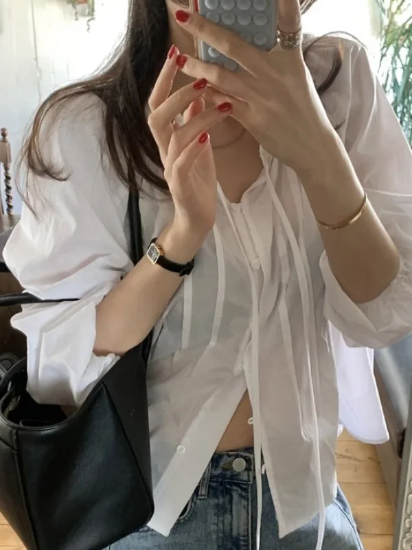 Chic Embellished Collar Shirt Women's Gentle Elegant Pleated Design Single Button Long Sleeve Top Korean Style Straight Cut
Chic Embellished Collar Shirt Women's Gentle Elegant Pleated Design Single Button Long Sleeve Top Korean Style Straight Cut