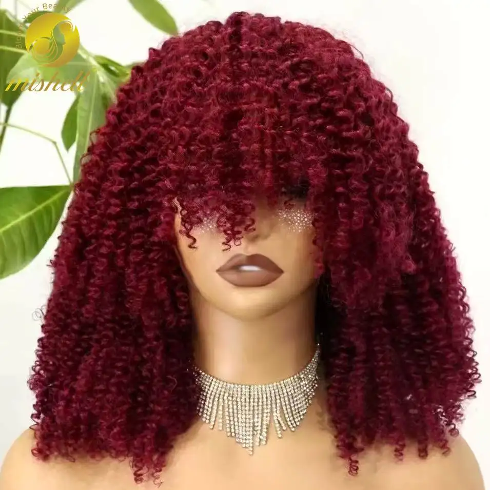 350% Density Burgundy 99J# Kinky Curly Human Hair Wigs with Bangs 14inch Machine Made Afro Curly Brazilian Hair Wigs for Women
350% Density Burgundy 99J# Kinky Curly Human Hair Wigs with Bangs 14inch Machine Made Afro Curly Brazilian Hair Wigs for Women
