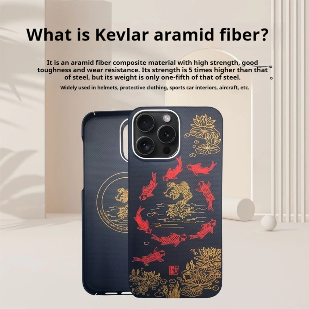 COOL Good Luck Koi Design Углеродное волокно 600D Арамидное волокно Сильная магнитная адсорбция Подходит для iPhone 15 16 Pro MAX
COOL Good Luck Koi Design Углеродное волокно 600D Арамидное волокно Сильная магнитная адсорбция Подходит для iPhone 15 16 Pro MAX