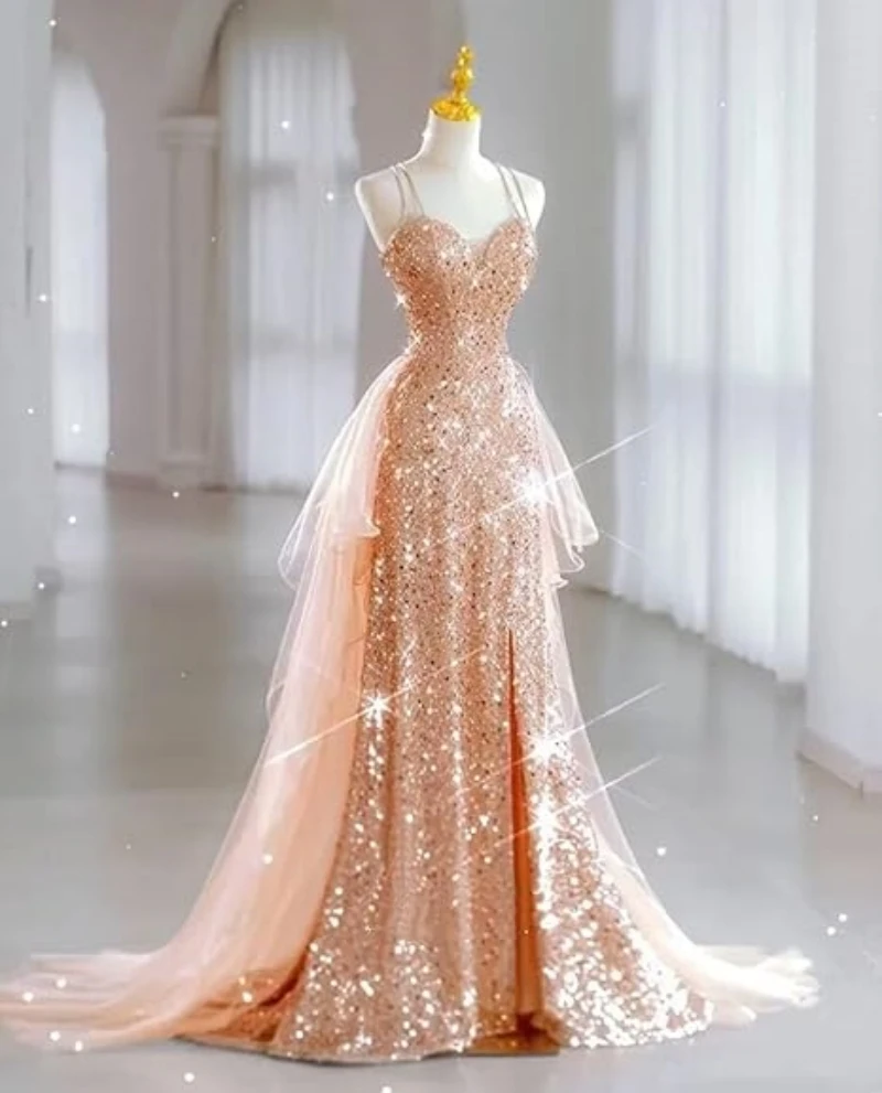 Sparkly Sequin Prom Dresses for Women 2 Pieces Spaghetti Straps Tulle Slit Sweetheart Wedding Dress Long Pageant Evening Dress
Sparkly Sequin Prom Dresses for Women 2 Pieces Spaghetti Straps Tulle Slit Sweetheart Wedding Dress Long Pageant Evening Dress