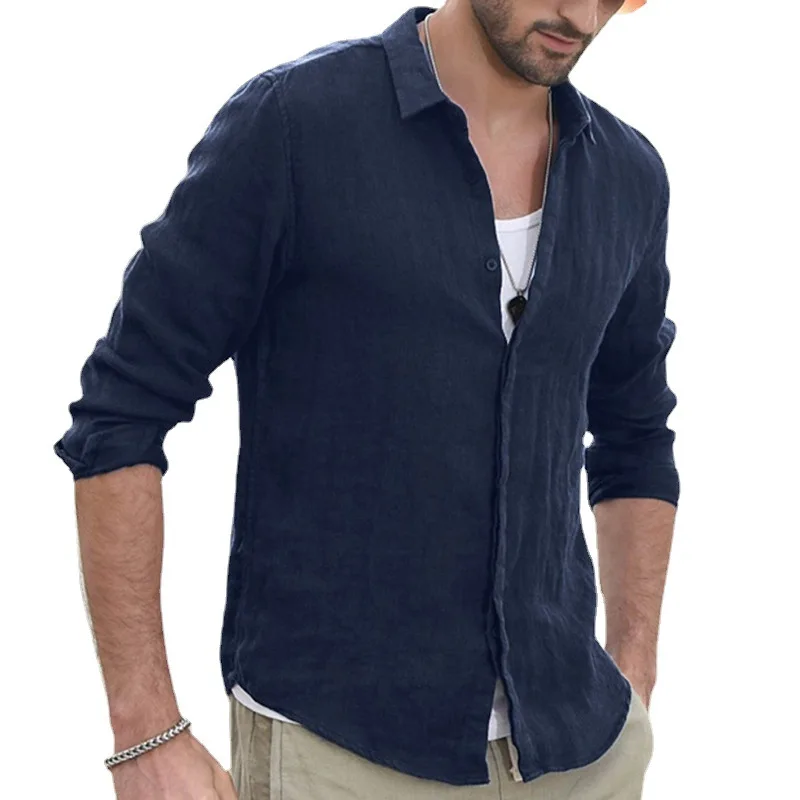 New Men's Shirt European and American Casual Shirt Solid Color Single-breasted Cotton and Linen Long-sleeved Shirt
New Men's Shirt European and American Casual Shirt Solid Color Single-breasted Cotton and Linen Long-sleeved Shirt