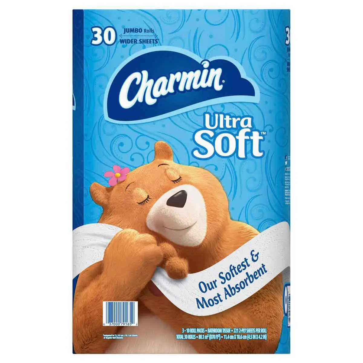 Charmin Ultra Soft Toilet Paper 30 Jumbo Rolls, Bath Tissue, White
Charmin Ultra Soft Toilet Paper 30 Jumbo Rolls, Bath Tissue, White