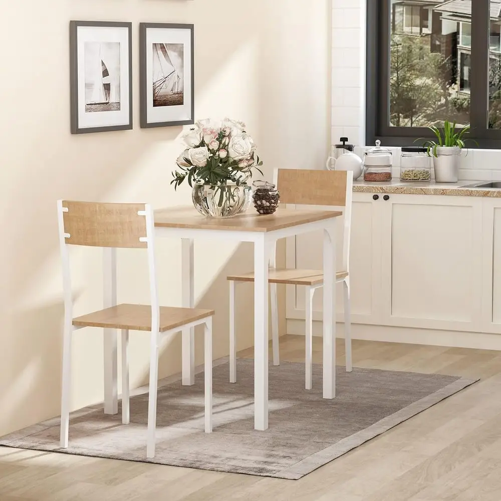 Compact White Wooden Square Table Set with 2 Chairs for Small Spaces
Compact White Wooden Square Table Set with 2 Chairs for Small Spaces