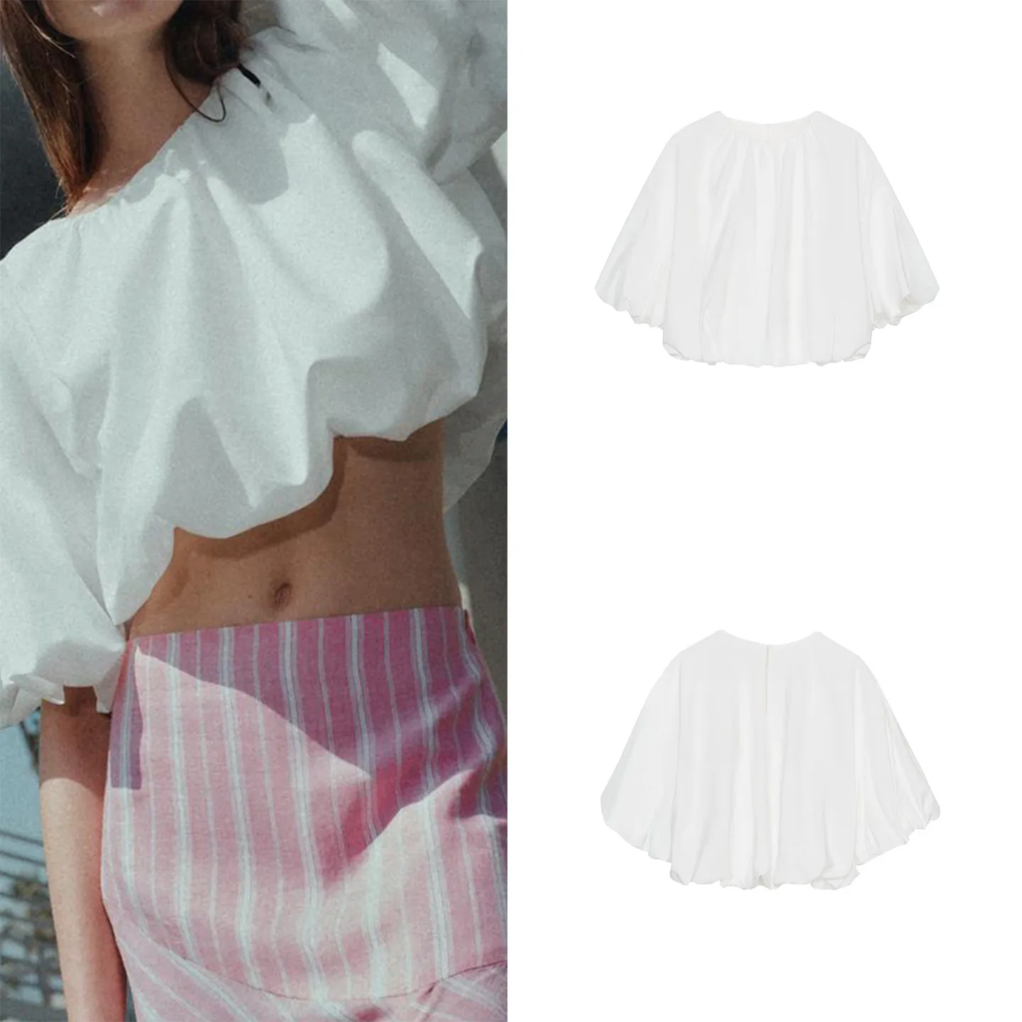 Fashionable round Neck Short Sleeve Women's Top Balloon Style Versatile Summer New Arrival Casual Loose Fit Shirt
Fashionable round Neck Short Sleeve Women's Top Balloon Style Versatile Summer New Arrival Casual Loose Fit Shirt