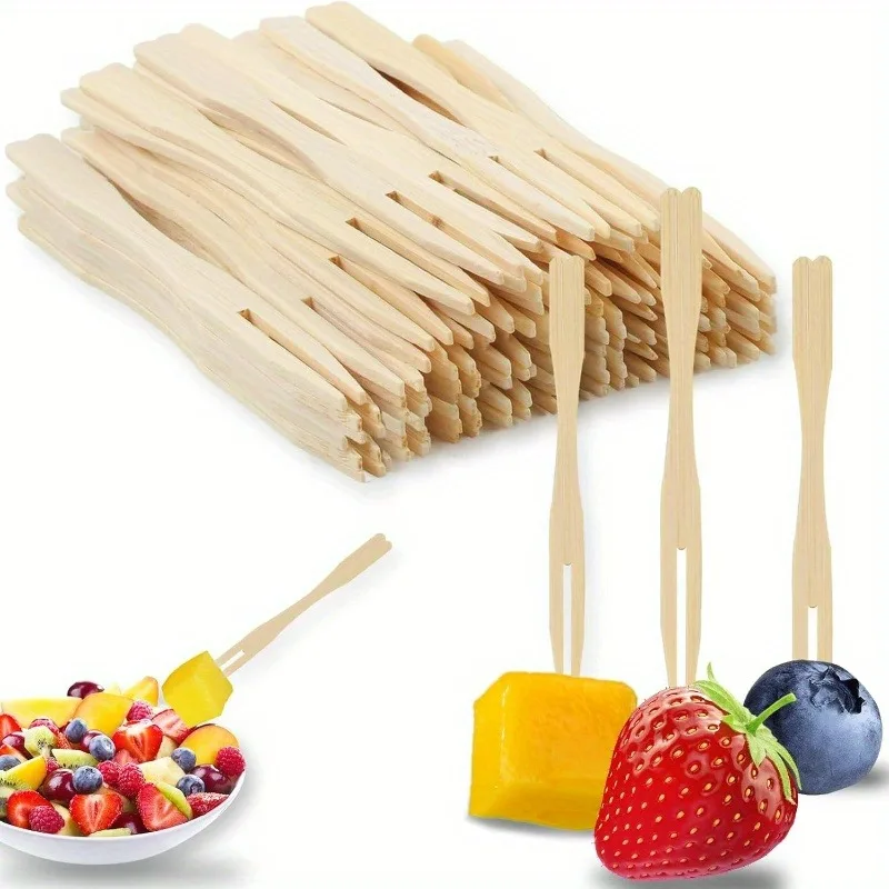 Disposable 2-Prong Wooden Fruit Forks – Bamboo Dessert Forks for Cake & Fruit, Party Snack Picks, Mini Appetizer Utensils
Disposable 2-Prong Wooden Fruit Forks – Bamboo Dessert Forks for Cake & Fruit, Party Snack Picks, Mini Appetizer Utensils