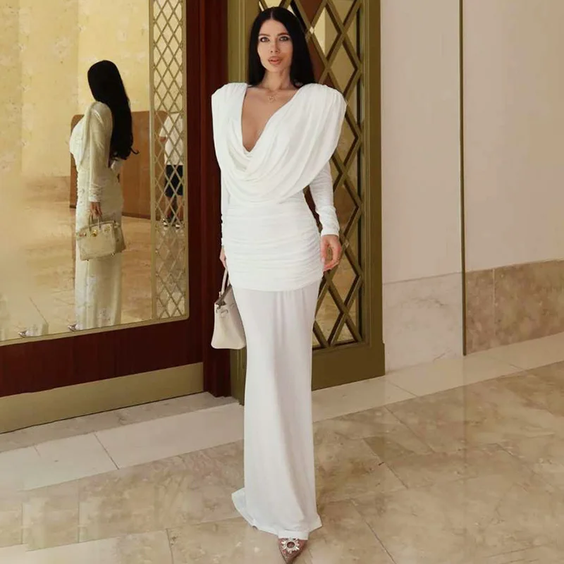 Ticketsx Sexy Deep V-Neck Ruched Slim Long Dress Solid See Through Long Sleeve Dress Autumn Elegant Party Evening Dress Women
Ticketsx Sexy Deep V-Neck Ruched Slim Long Dress Solid See Through Long Sleeve Dress Autumn Elegant Party Evening Dress Women