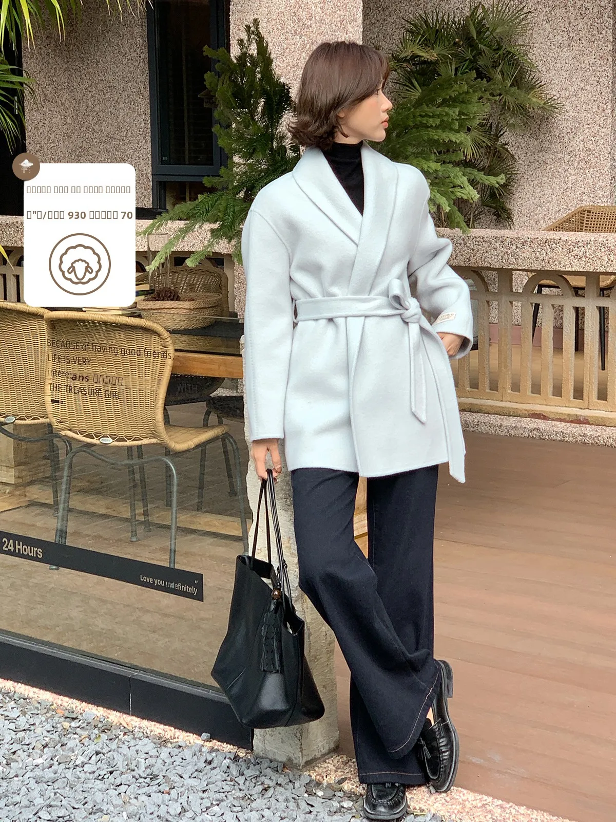 Winter Blue Woolen Coat ort Sle Korean Version Flip Collar Faion Outerwear for Women Thiened Long Sve No Hat
Winter Blue Woolen Coat ort Sle Korean Version Flip Collar Faion Outerwear for Women Thiened Long Sve No Hat