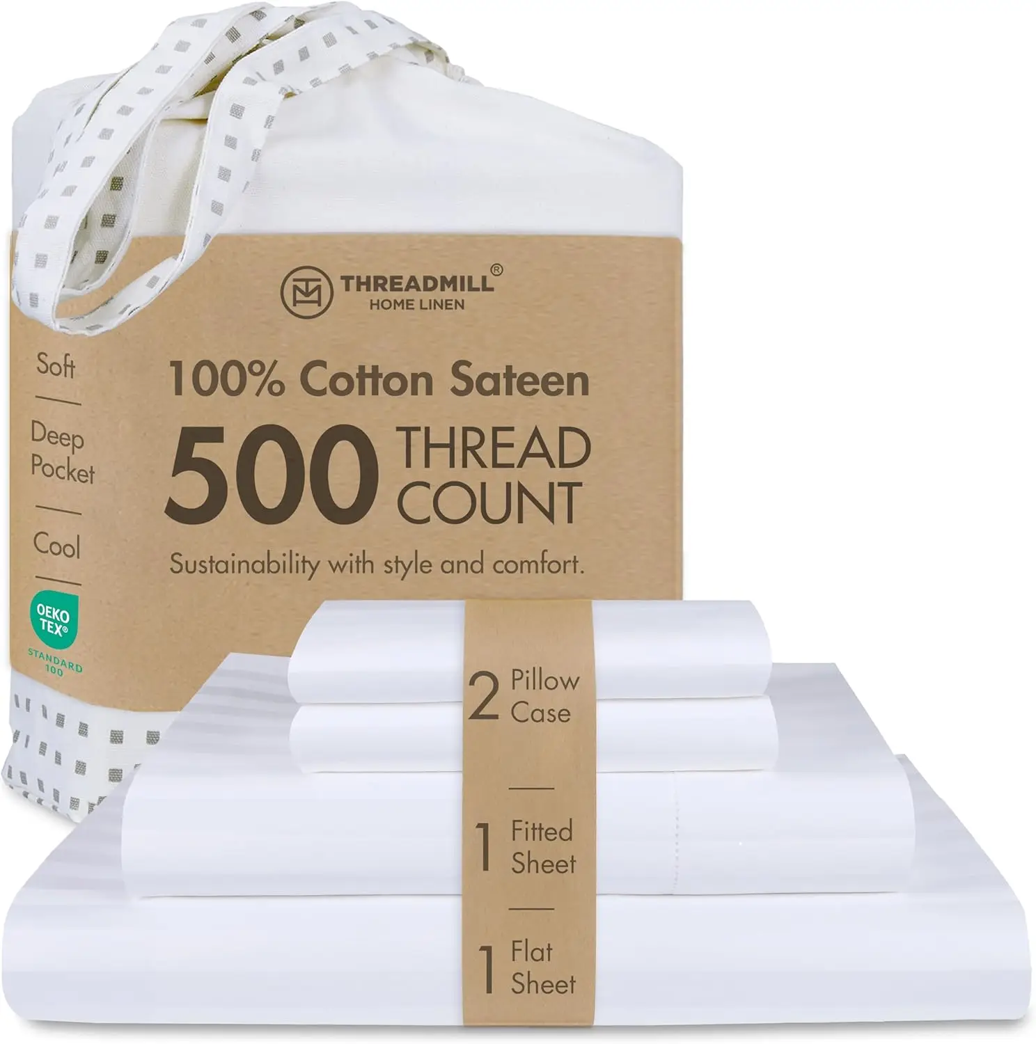 500 Thread Count Queen Damask Stripe Cotton Sheet Set - 4 Piece Hotel Collection with Deep Pocket, White
500 Thread Count Queen Damask Stripe Cotton Sheet Set - 4 Piece Hotel Collection with Deep Pocket, White