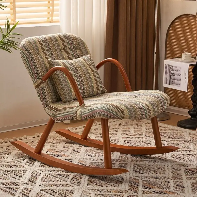 American Vintage Rocking Chair - Solid Wood Accent Chair with Retro Pattern
American Vintage Rocking Chair - Solid Wood Accent Chair with Retro Pattern