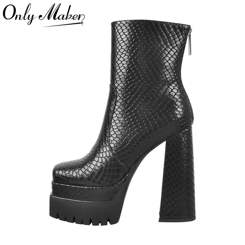 Onlymaker Square Toe Black Matte PU Women Ankle Boots Double Platform Side Zipper Chunky High Heels Fashion Booties
Onlymaker Square Toe Black Matte PU Women Ankle Boots Double Platform Side Zipper Chunky High Heels Fashion Booties