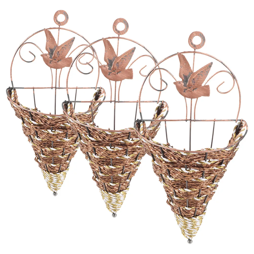 3pcs Wall Hanging Flower Basket Iron Planter Pot Holder Rack Floral Container Simulation Woven Decor Storage Triangle
3pcs Wall Hanging Flower Basket Iron Planter Pot Holder Rack Floral Container Simulation Woven Decor Storage Triangle