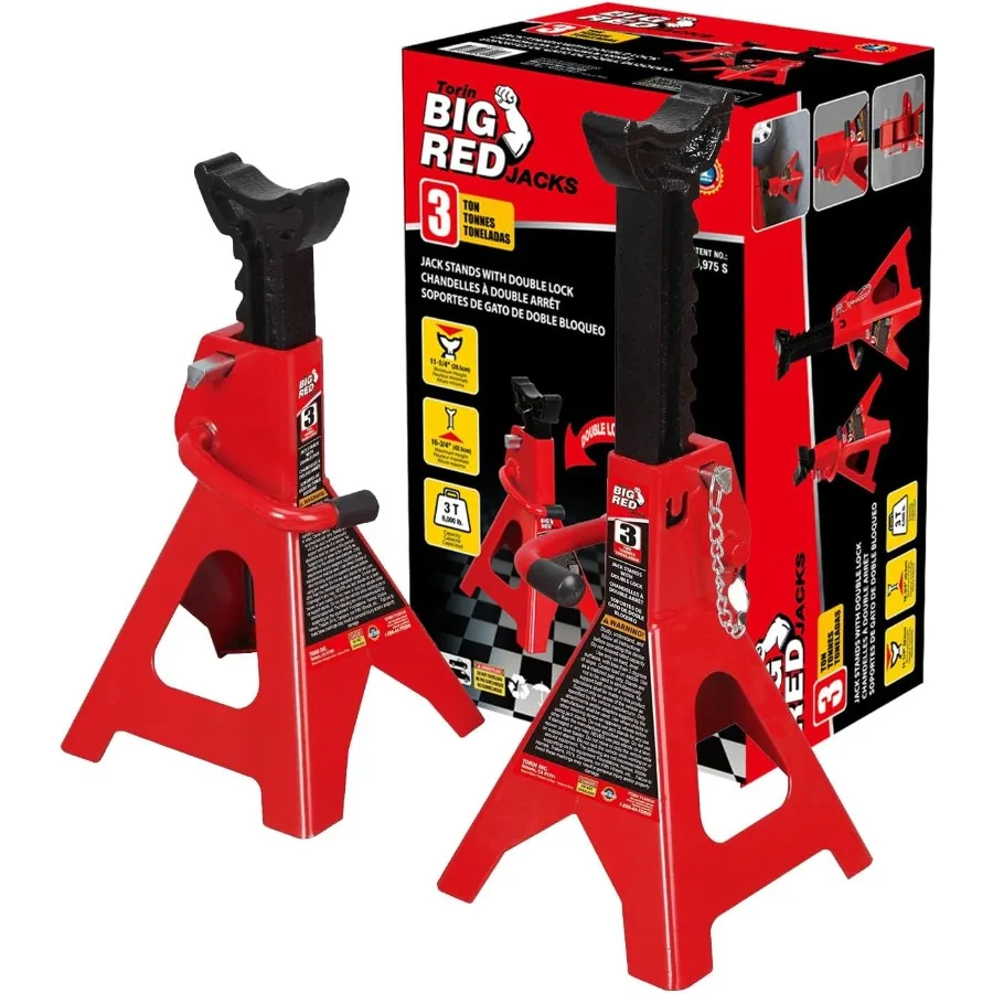 BIG RED T43002A Torin Steel Jack Stands: Double Locking 3 Ton 6 000 lb Capacity Red 1 Pair
BIG RED T43002A Torin Steel Jack Stands: Double Locking 3 Ton 6 000 lb Capacity Red 1 Pair