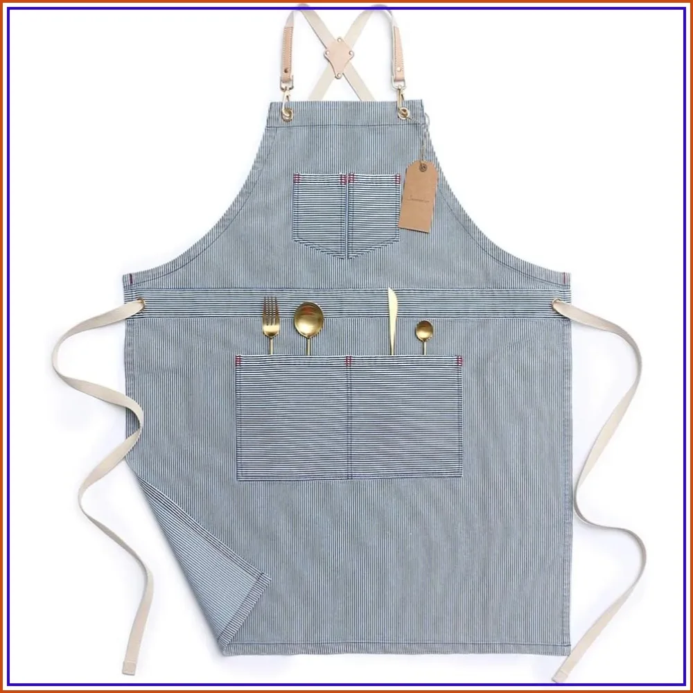 Cross Back Denim Apron with 4 Pockets - Adjustable M to XXL for Barista, Chef, Barber, Painter, Gardener
Cross Back Denim Apron with 4 Pockets - Adjustable M to XXL for Barista, Chef, Barber, Painter, Gardener