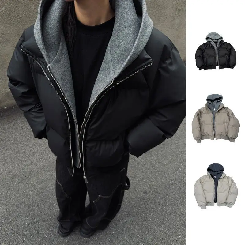 New Fake Two-piece PU Leather American Cotton Jacket Hooded Loose Warm Short Winter Solid Color Autumn Winter Thick Top
New Fake Two-piece PU Leather American Cotton Jacket Hooded Loose Warm Short Winter Solid Color Autumn Winter Thick Top