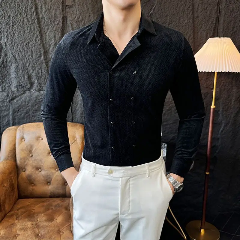 Business Casual Solid Color Shirts Men's Clothing Double Breasted Spring Autumn Turn-down Collar Chic Slim Vintage Korean Shirts
Business Casual Solid Color Shirts Men's Clothing Double Breasted Spring Autumn Turn-down Collar Chic Slim Vintage Korean Shirts