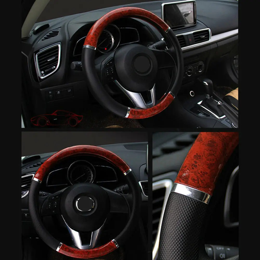 38cm Car Steering Wheel Cover Peach Wood Soft Leather Universal Auto Steering Wheel Protector Car Interior Decor
38cm Car Steering Wheel Cover Peach Wood Soft Leather Universal Auto Steering Wheel Protector Car Interior Decor