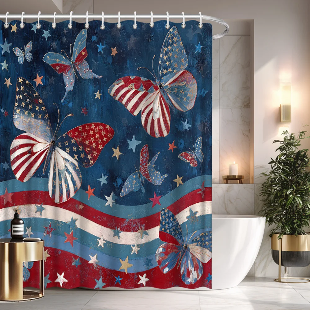 2D Flat Patriotic Flag Shower Curtain Red White Blue Stars Stripes Machine Washable for 4th July Independence Day Tub Decor
2D Flat Patriotic Flag Shower Curtain Red White Blue Stars Stripes Machine Washable for 4th July Independence Day Tub Decor