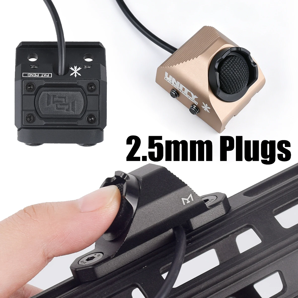 2.5mm Plugs UNITY Switch ModButton Pressure Remote Switch Mlok Keymod 20mm Rail For Surefire Series M300 M600 M951 DBAL-A2 PEQ15
2.5mm Plugs UNITY Switch ModButton Pressure Remote Switch Mlok Keymod 20mm Rail For Surefire Series M300 M600 M951 DBAL-A2 PEQ15