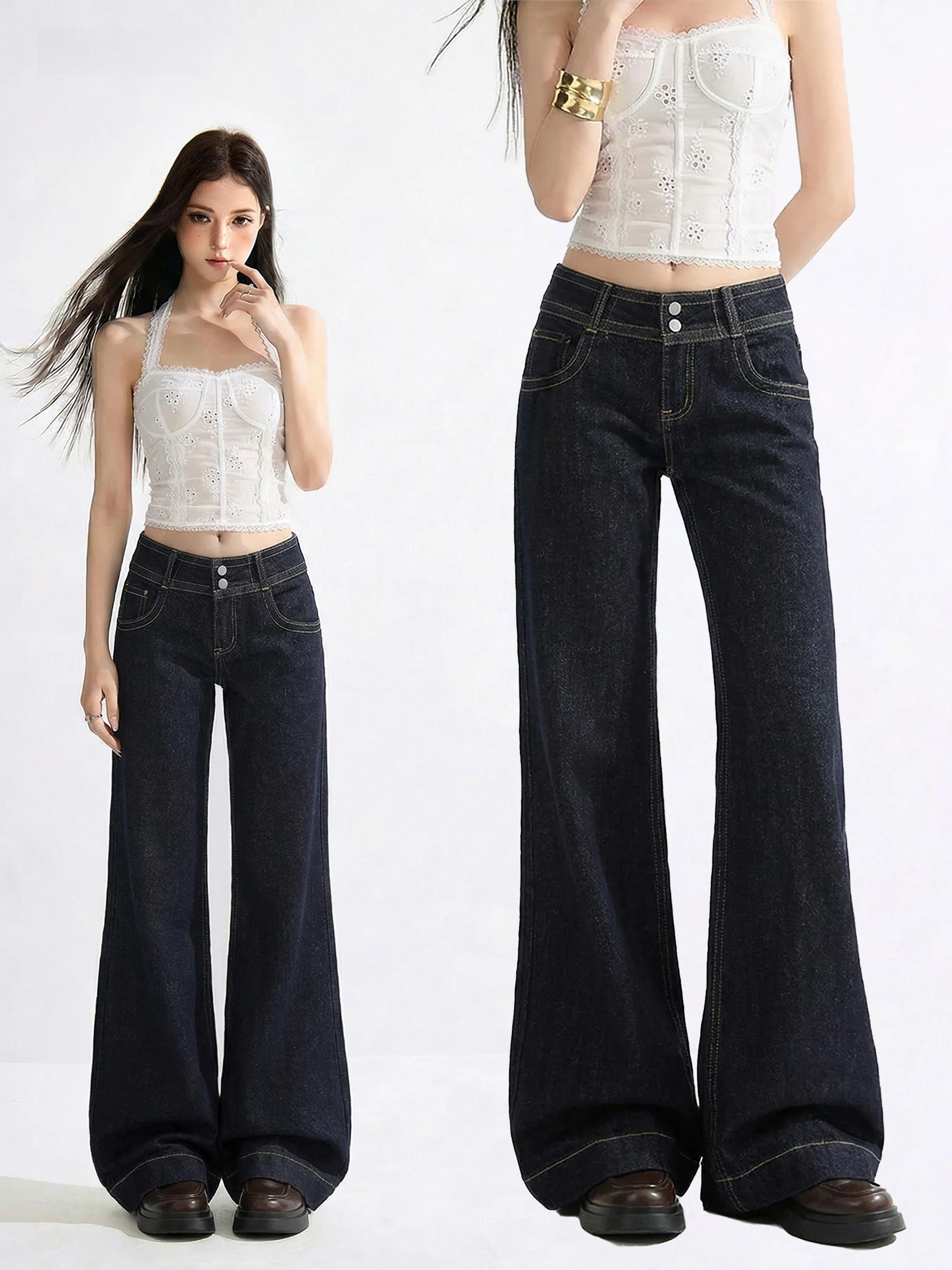 Loose Flared Jeans Low Waist Wide Leg Pants Women's Summer Slimming Denim Skinnier Not Tight Casual Breathable Casual Jeans
Loose Flared Jeans Low Waist Wide Leg Pants Women's Summer Slimming Denim Skinnier Not Tight Casual Breathable Casual Jeans
