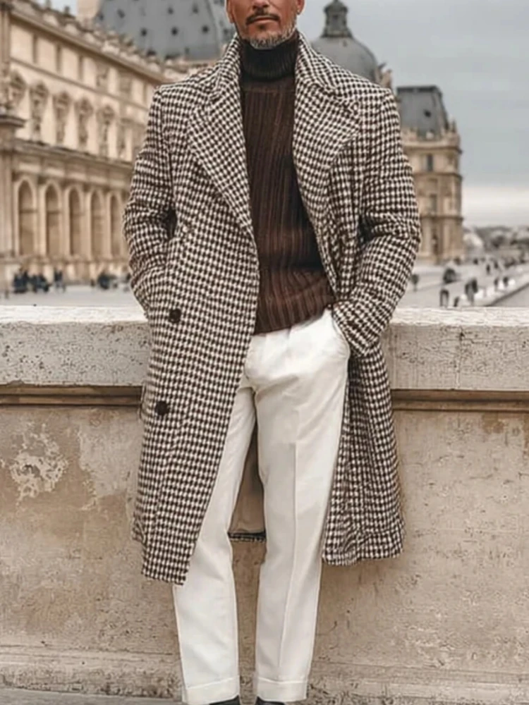 Мужская длинная куртка с узором «гусиные лапки» в британском стиле, однобортное мужское пальто с лацканами, повседневная уличная верхняя одежда, уличное пальто с длинными рукавами
Мужская длинная куртка с узором «гусиные лапки» в британском стиле, однобортное мужское пальто с лацканами, повседневная уличная верхняя одежда, уличное пальто с длинными рукавами