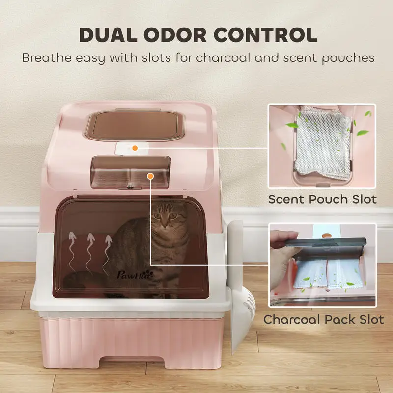 PawHut Cat Litter Box Hooded Cat Litter Tray with Drawer Pan Front Entry & Top Exit Easy Cleaning Pink
PawHut Cat Litter Box Hooded Cat Litter Tray with Drawer Pan Front Entry & Top Exit Easy Cleaning Pink