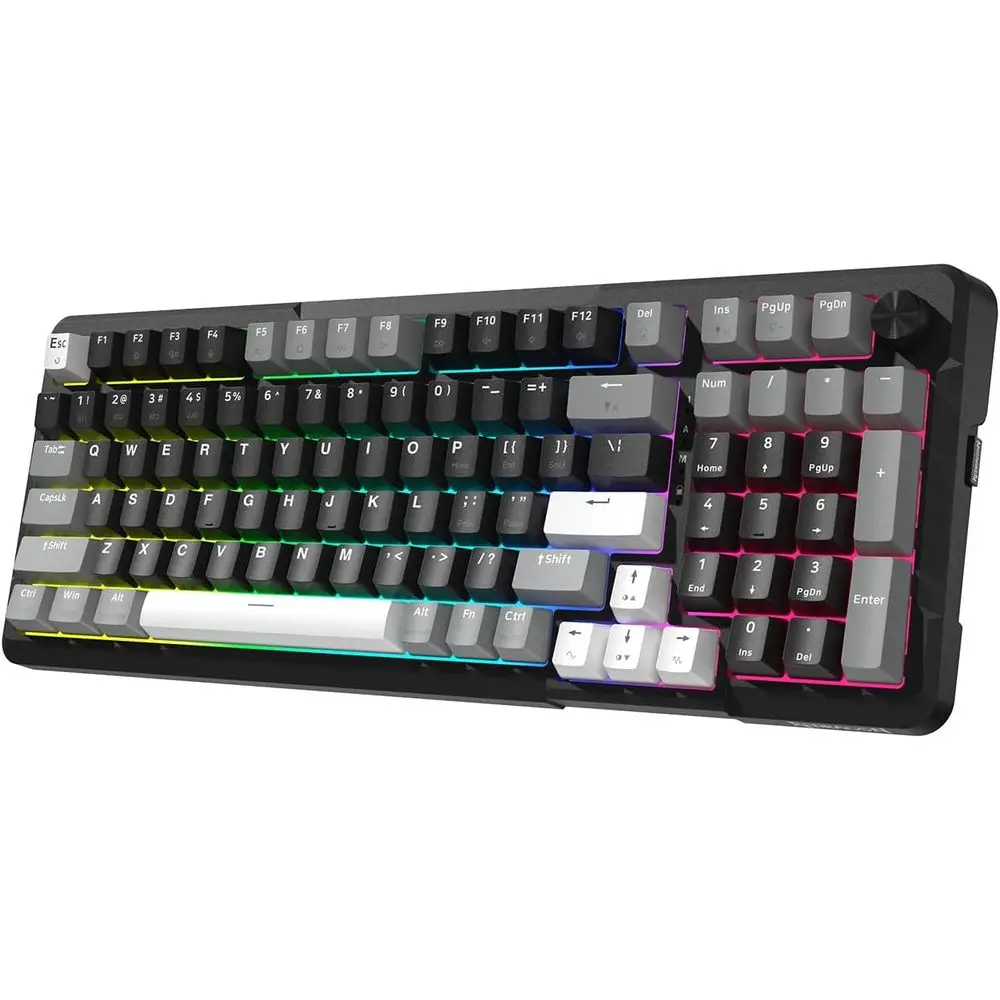 Mechanical Gaming Keyboard with Knob, Bluetooth 5.0/2.4GHz/USB Wired, RGB Backlit, Hot-Swappable Linear Switches (Black)
Mechanical Gaming Keyboard with Knob, Bluetooth 5.0/2.4GHz/USB Wired, RGB Backlit, Hot-Swappable Linear Switches (Black)