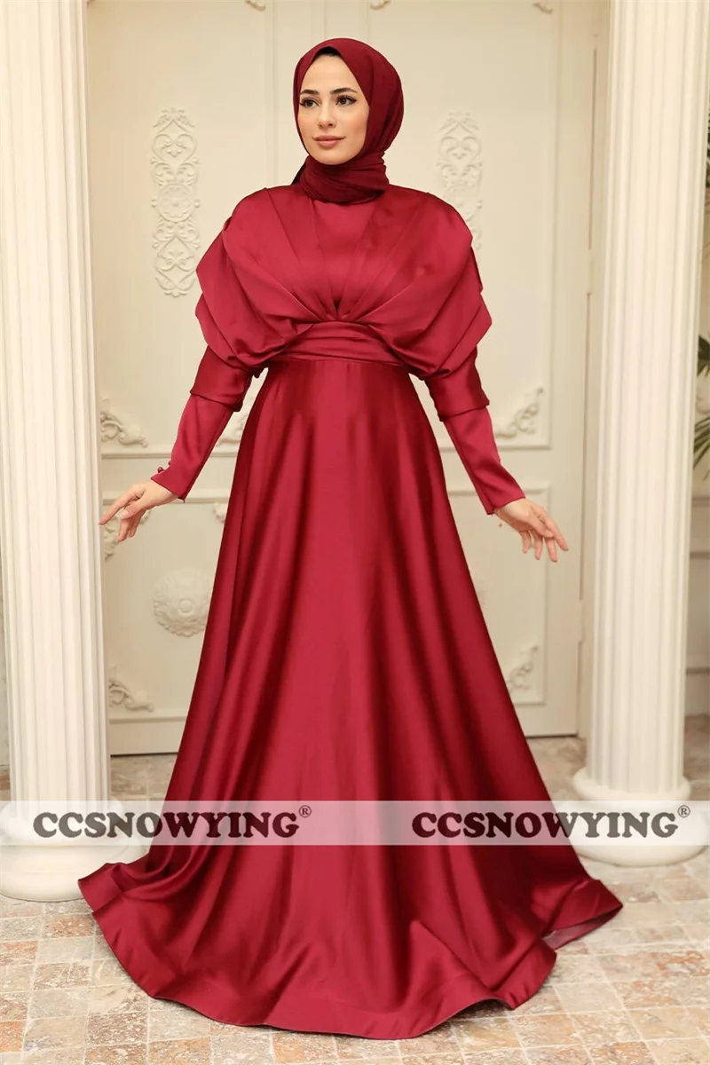Satin Long Sleeve Muslim Evening Dresses High Neck A Line Hijab Formal Party Gowns Arabic Dubai Kaftan Islamic Robe De Soiree
Satin Long Sleeve Muslim Evening Dresses High Neck A Line Hijab Formal Party Gowns Arabic Dubai Kaftan Islamic Robe De Soiree