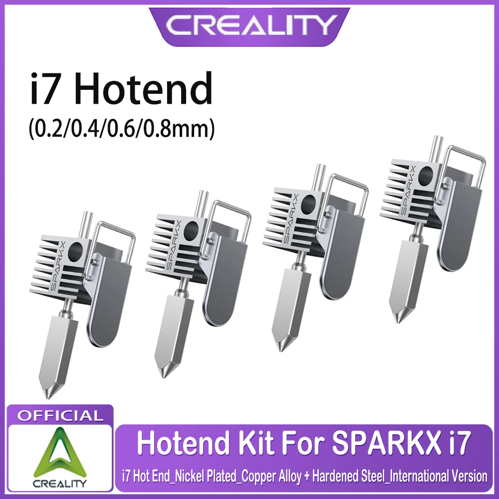 Creality SPARKX I7 3D Printer Hotend Kit with 4 Interchangeable Nozzles (0.2/0.4/0.6/0.8mm) – Copper Alloy + Hardened Steel Hea
Creality SPARKX I7 3D Printer Hotend Kit with 4 Interchangeable Nozzles (0.2/0.4/0.6/0.8mm) – Copper Alloy + Hardened Steel Hea