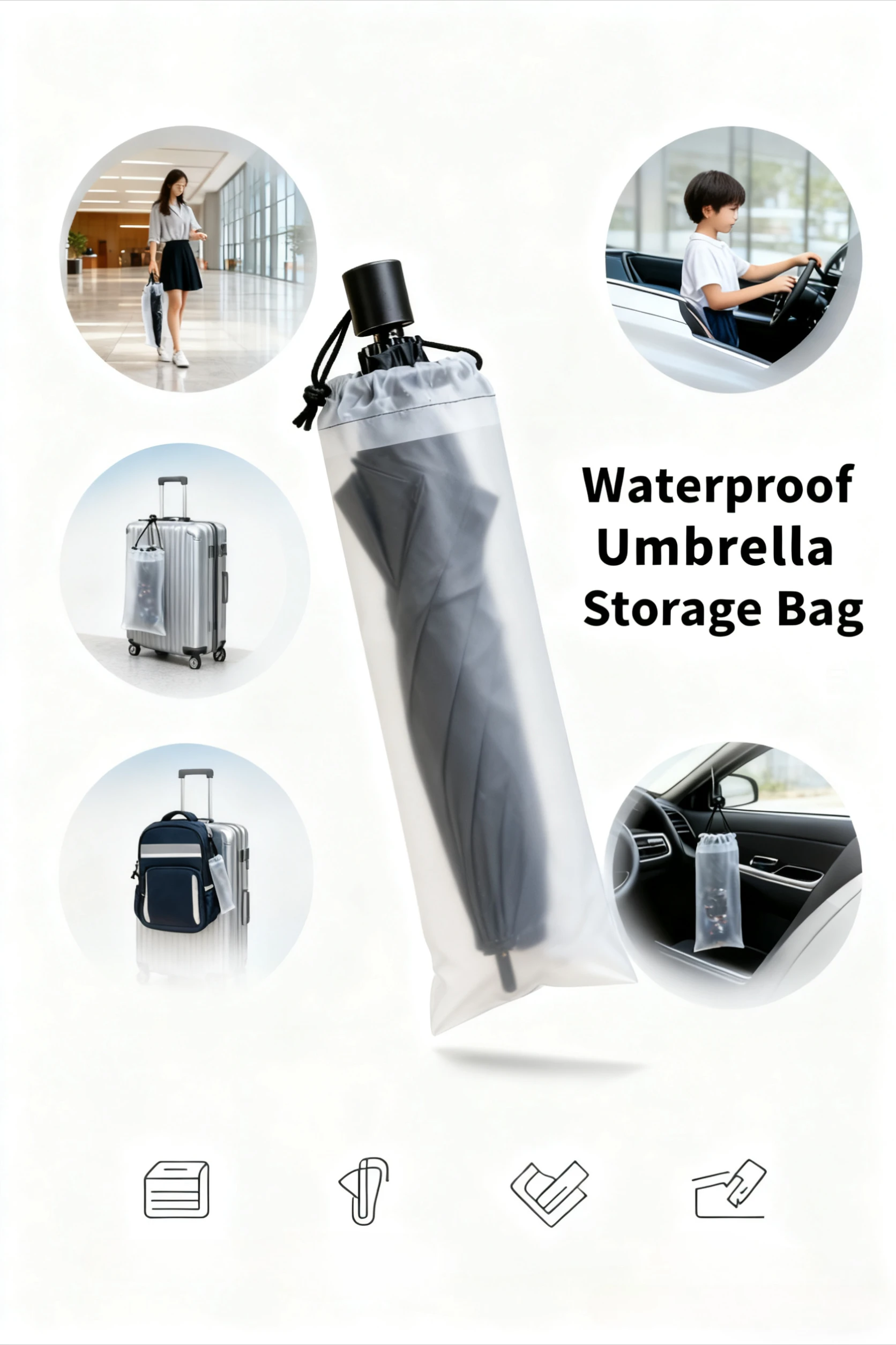 1/3/5 шт. прозрачная водонепроницаемая сумка для хранения зонтов, портативная многоразовая сумка на шнурке, органайзер для домашнего хранения, аксессуары для зонтов
1/3/5 шт. прозрачная водонепроницаемая сумка для хранения зонтов, портативная многоразовая сумка на шнурке, органайзер для домашнего хранения, аксессуары для зонтов