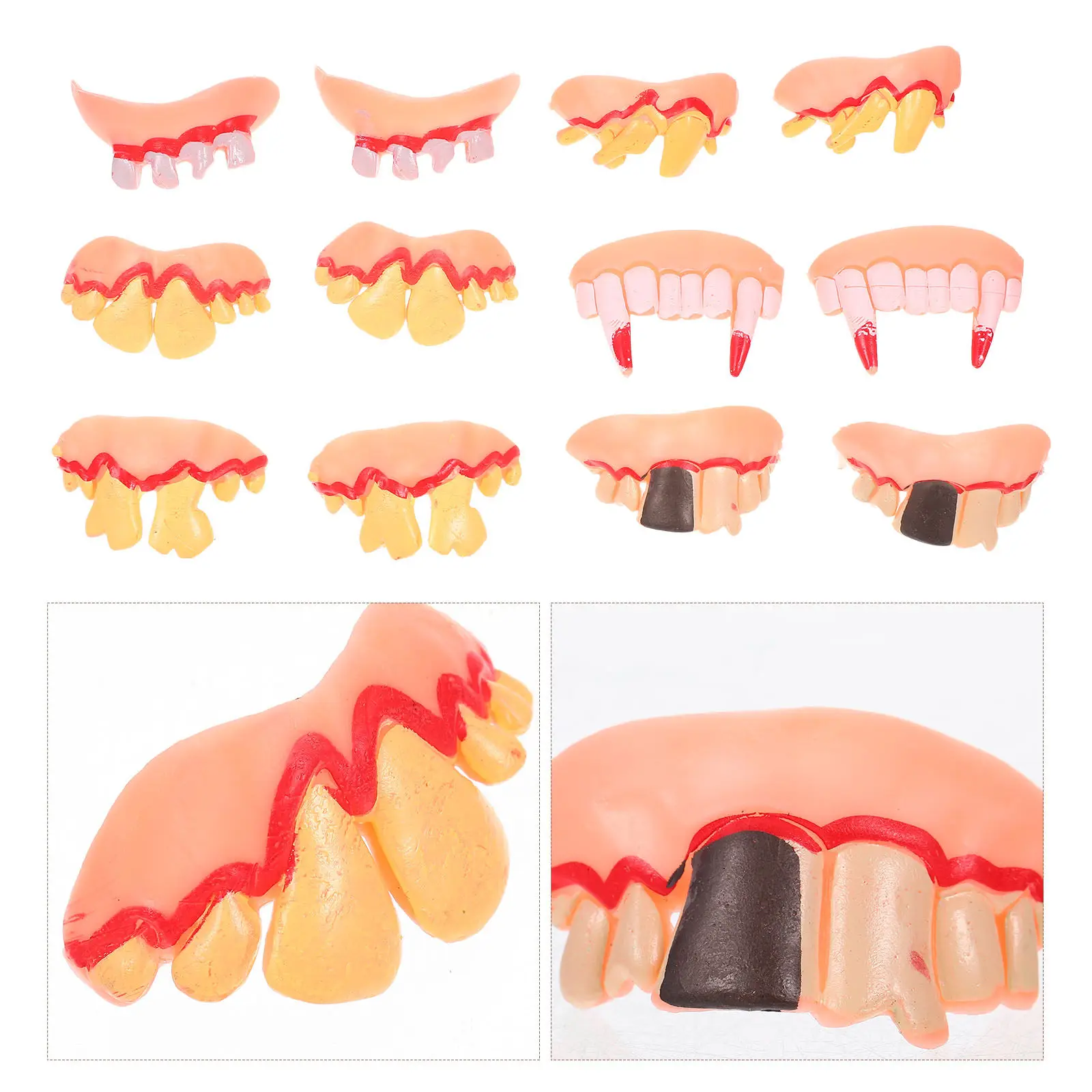 12Pcs Fake Teeth Halloween Dentures Props Horrific Zombie Costume Accessories Party Pranking Supplies Funny Scary Denture Decor
12Pcs Fake Teeth Halloween Dentures Props Horrific Zombie Costume Accessories Party Pranking Supplies Funny Scary Denture Decor