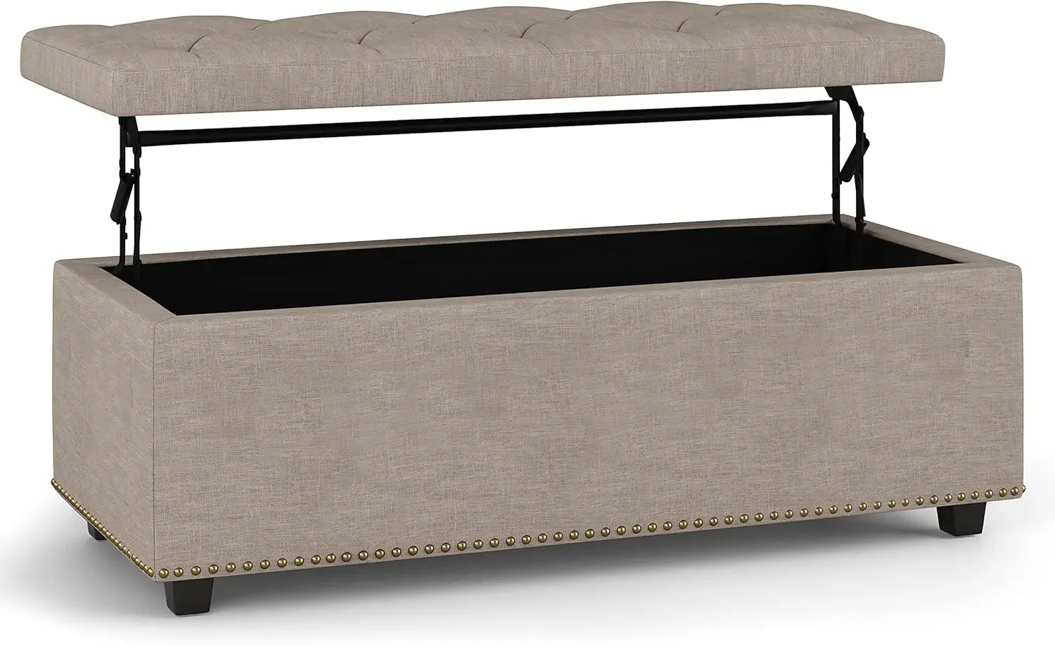 Hamilton 44 inch Wide Traditional Rectangle Lift Top Rectangular Storage Ottoman in Natural Linen Look Fabric, Assembled
Hamilton 44 inch Wide Traditional Rectangle Lift Top Rectangular Storage Ottoman in Natural Linen Look Fabric, Assembled
