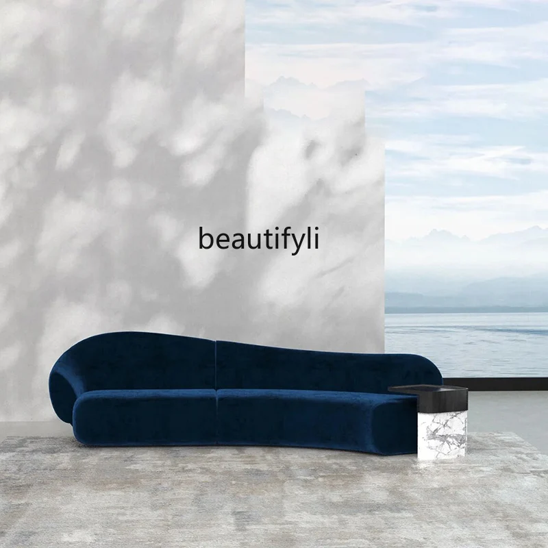 Italian minimalist blue curved sofa, simple modern living room velvet fabric sofa
Italian minimalist blue curved sofa, simple modern living room velvet fabric sofa